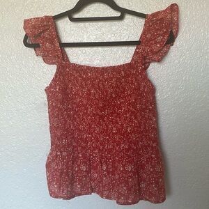 Madewell flutter sleeve top with peplum ruffles